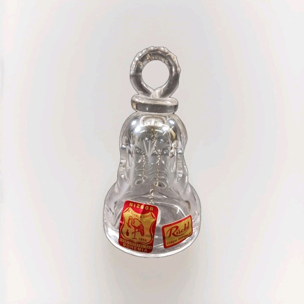 Vintage Lead Glass Crystal Bell A. Ruckl & Sons Czech Republic Nizbor 3.5"